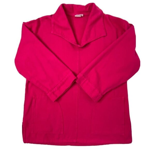 Soft Surroundings Tunic Top Womens size Medium Collared 3/4 Sleeve Pockets Pink - Picture 4 of 10